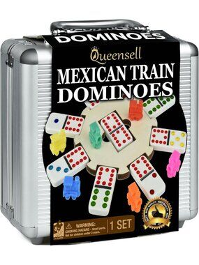 Mexican Train Dominoes Set with Wooden Hub - Double 12 Family Game Night Fun!